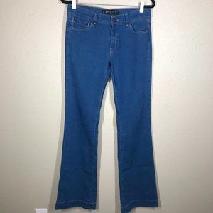 Zara Blue Denim Mid-rise Flared 5-pocket Jean Pants